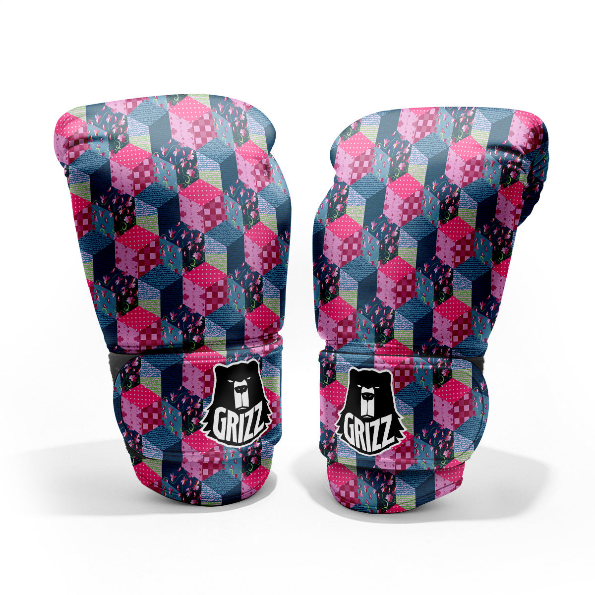 Cute Floral Patchwork Print Pattern Pro Boxing Glove