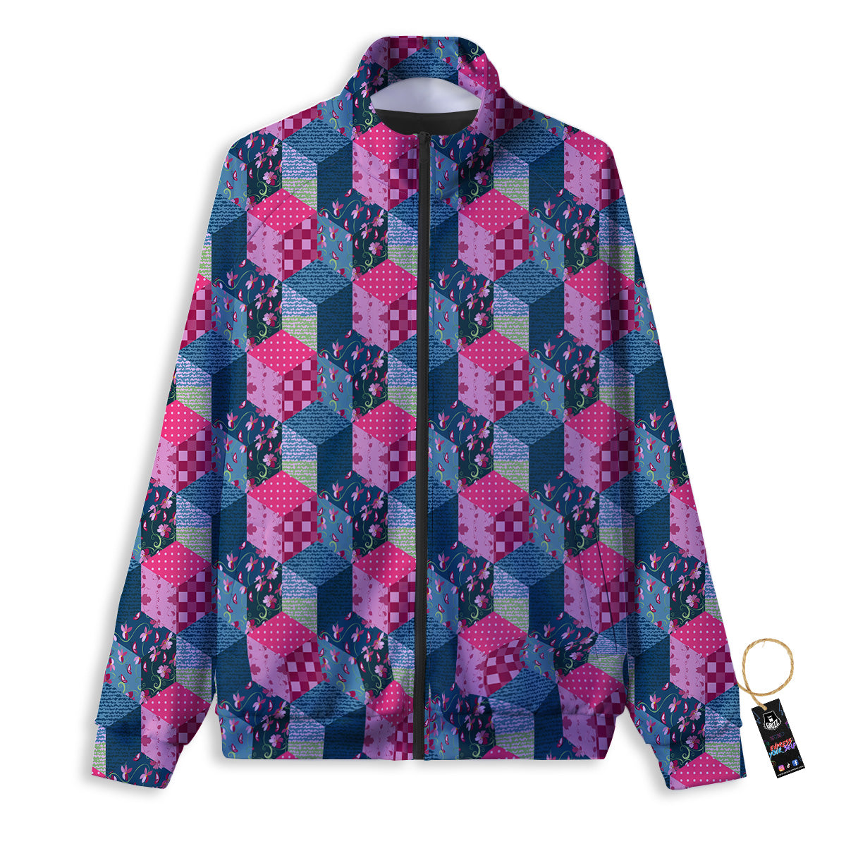 Cute Floral Patchwork Print Pattern Track Jacket-grizzshop