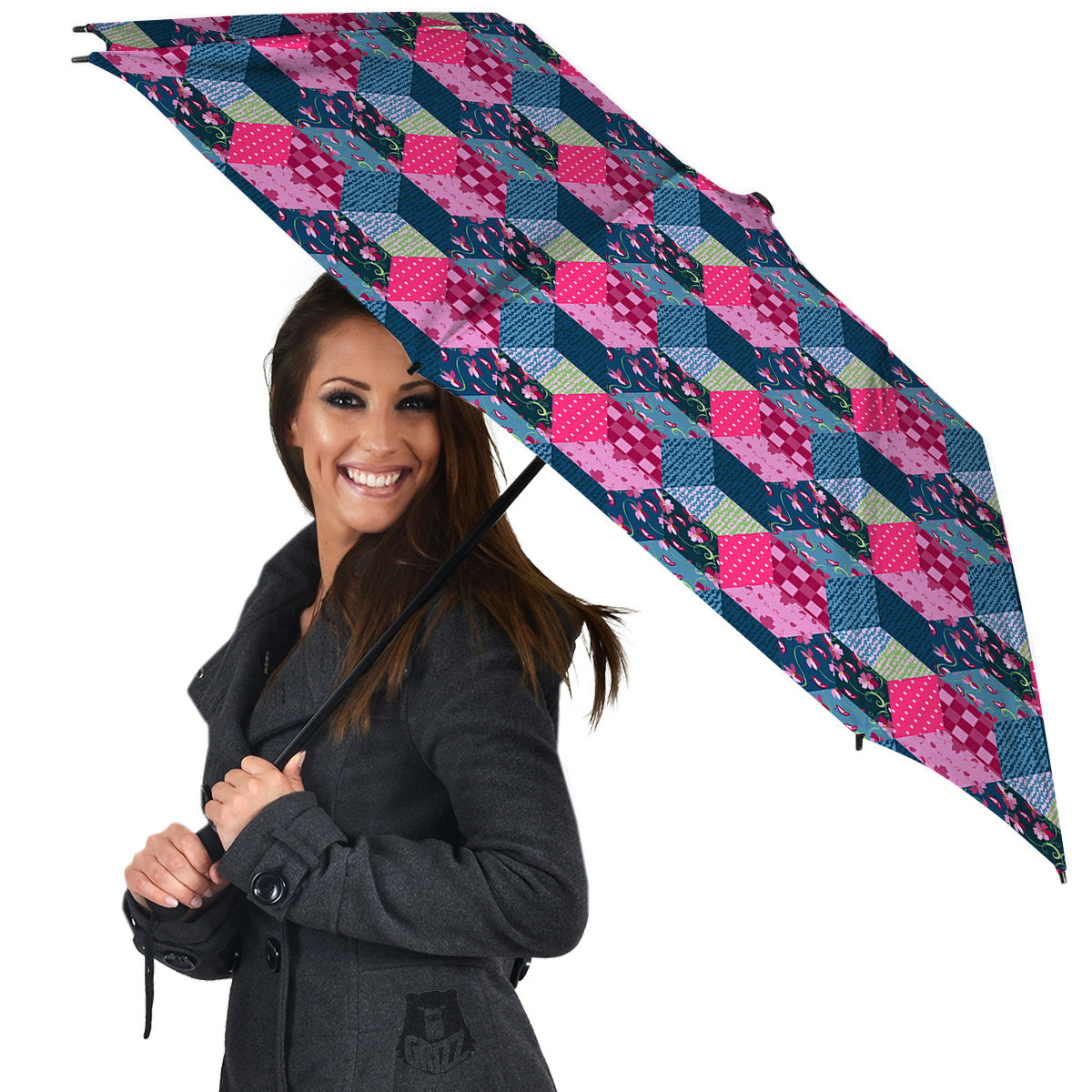 Cute Floral Patchwork Print Pattern Umbrella-grizzshop