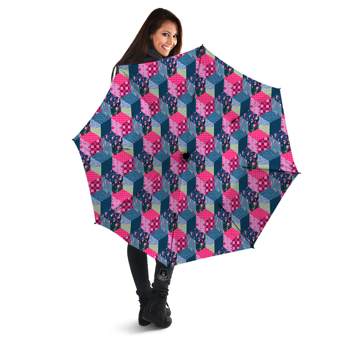 Cute Floral Patchwork Print Pattern Umbrella-grizzshop