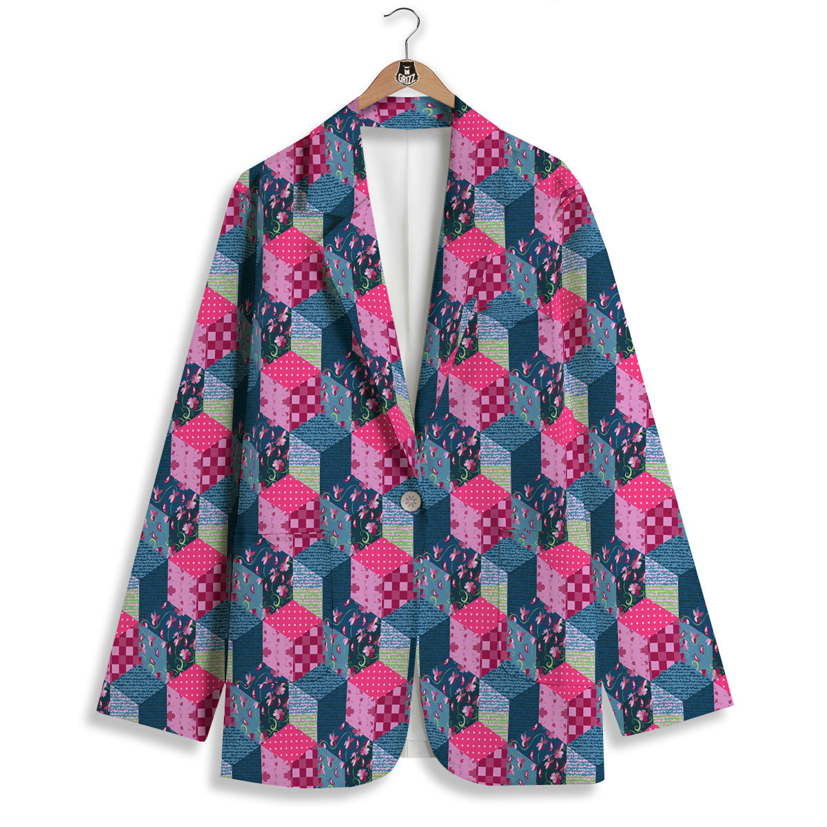 Cute Floral Patchwork Print Pattern Women's Blazer-grizzshop