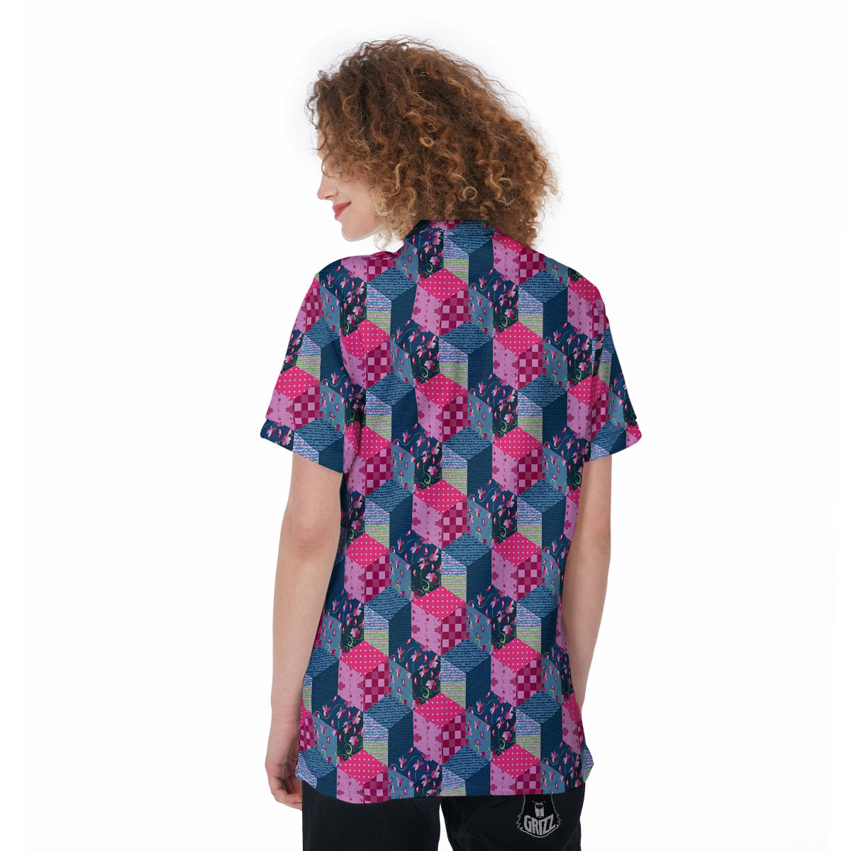 Cute Floral Patchwork Print Pattern Women's Golf Shirts-grizzshop