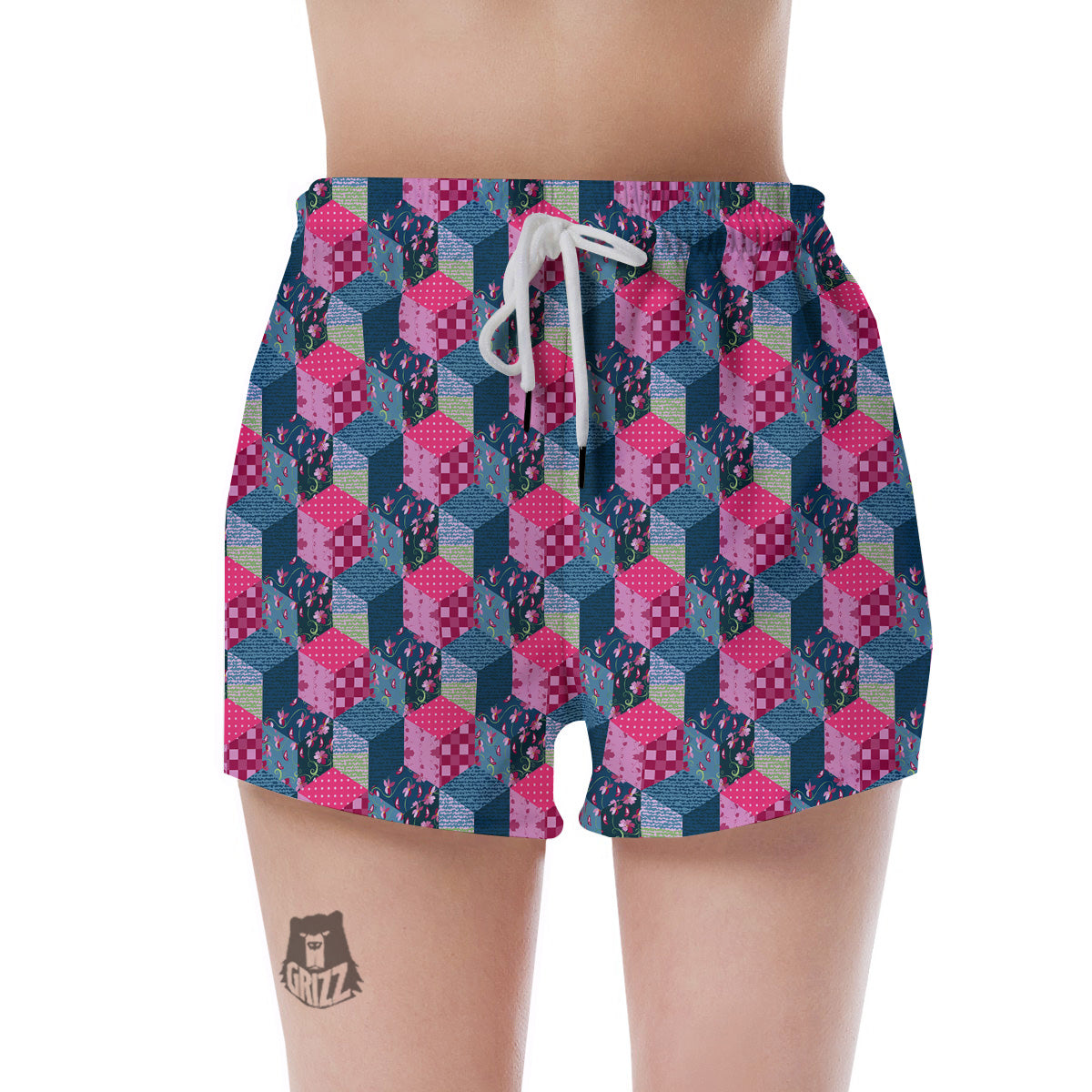 Cute Floral Patchwork Print Pattern Women's Shorts-grizzshop
