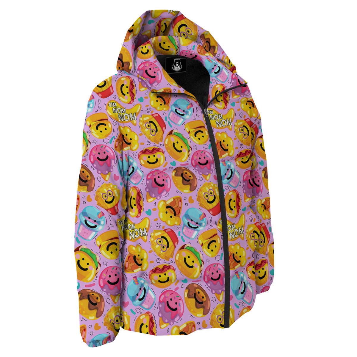 Cute Food Emoji Print Pattern Down Jacket-grizzshop