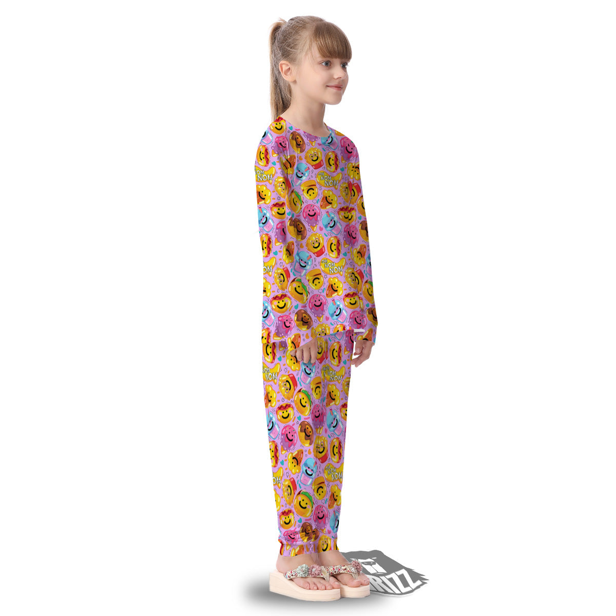 Cute Food Emoji Print Pattern Kid's Pajamas-grizzshop