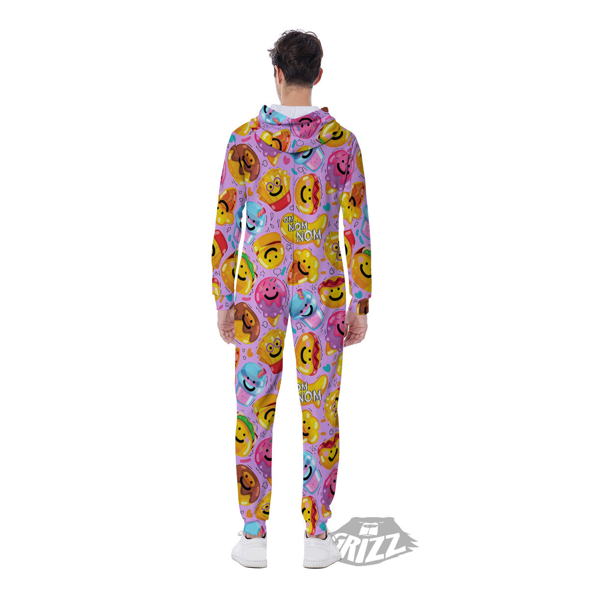Cute Food Emoji Print Pattern Men's Jumpsuit-grizzshop