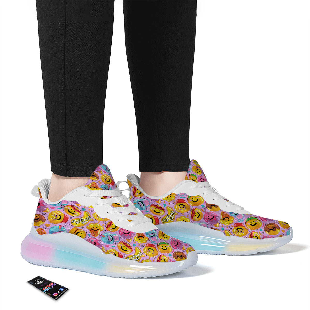 Cute Food Emoji Print Pattern Running Sneakers-grizzshop