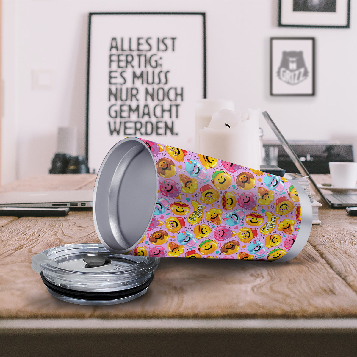 Cute Food Emoji Print Pattern Tumbler-grizzshop