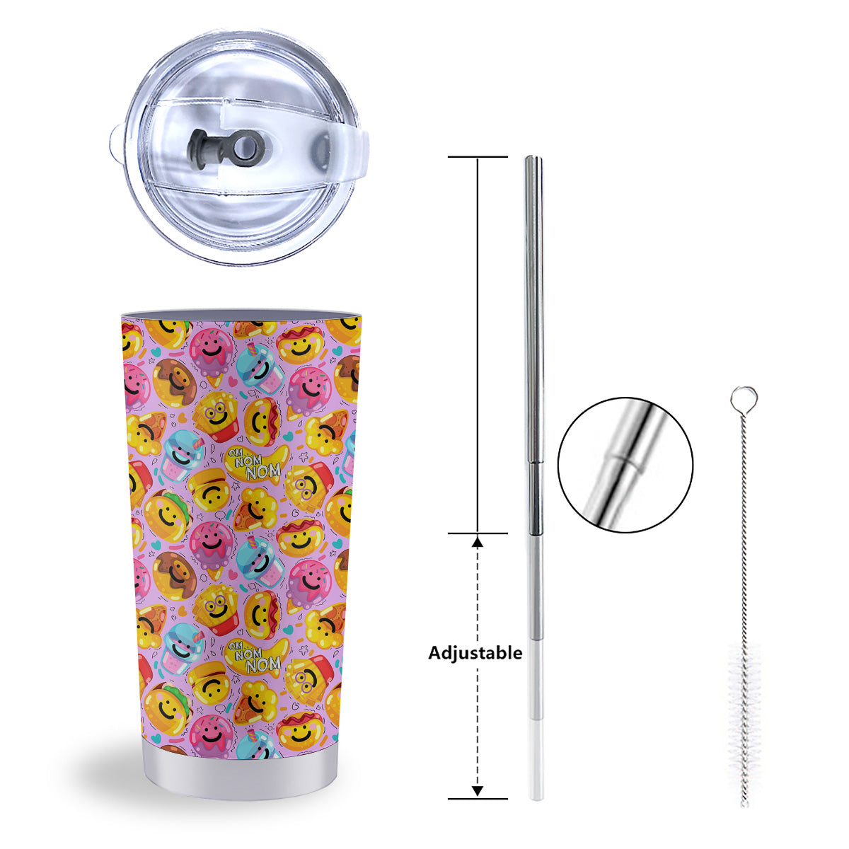 Cute Food Emoji Print Pattern Tumbler-grizzshop