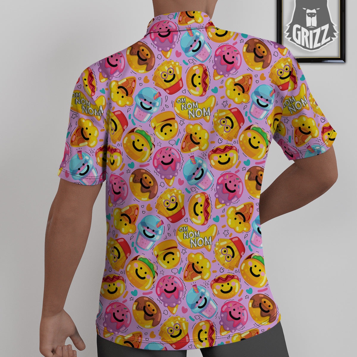 Cute Food Emoji Print Pattern Untucked Shirts-grizzshop