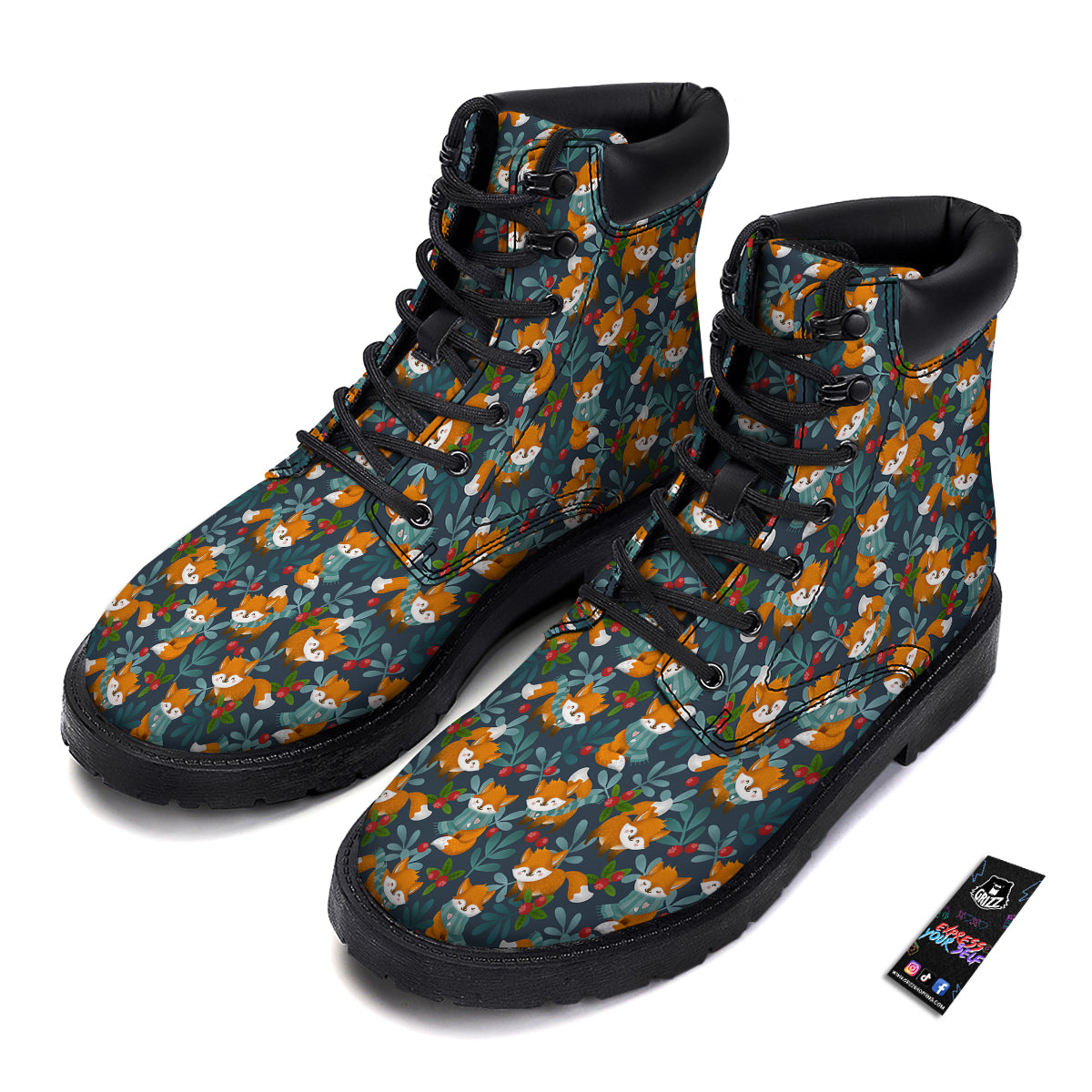 Cute Fox Print Pattern Boots-grizzshop