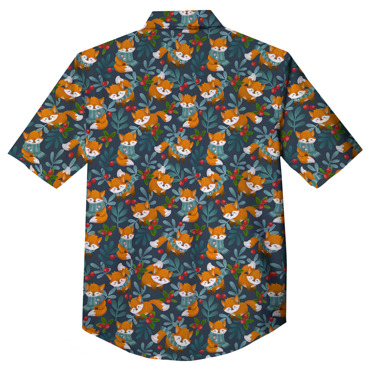 Cute Fox Print Pattern Button Up Shirt-grizzshop