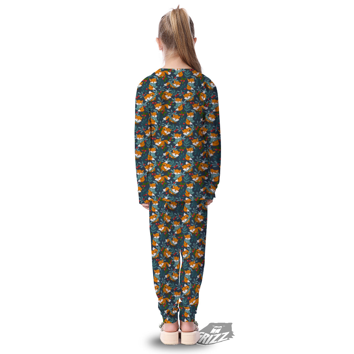 Cute Fox Print Pattern Kid's Pajamas-grizzshop