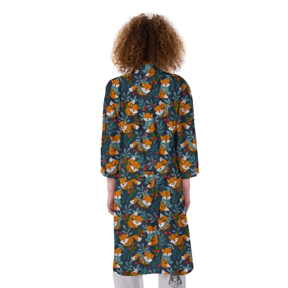 Cute Fox Print Pattern Kimono-grizzshop