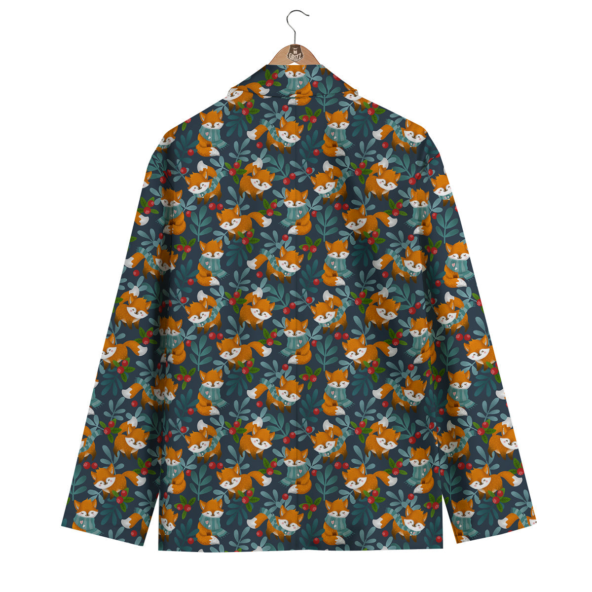 Cute Fox Print Pattern Men's Blazer-grizzshop