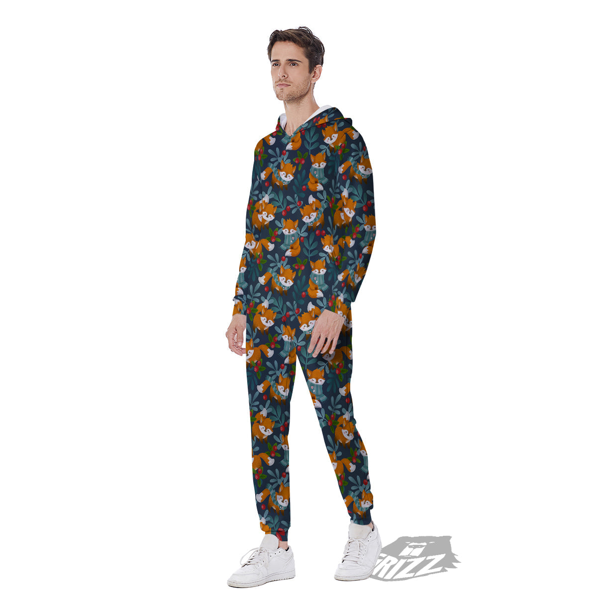 Cute Fox Print Pattern Men's Jumpsuit-grizzshop