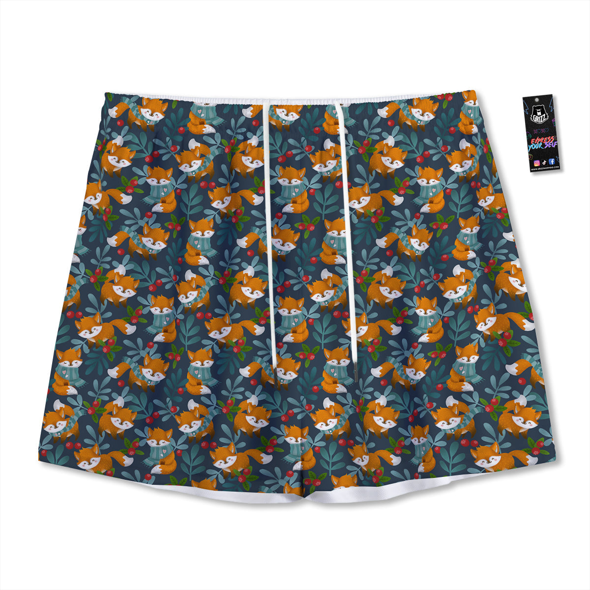 Fern Leaf Green Print Mesh Shorts
