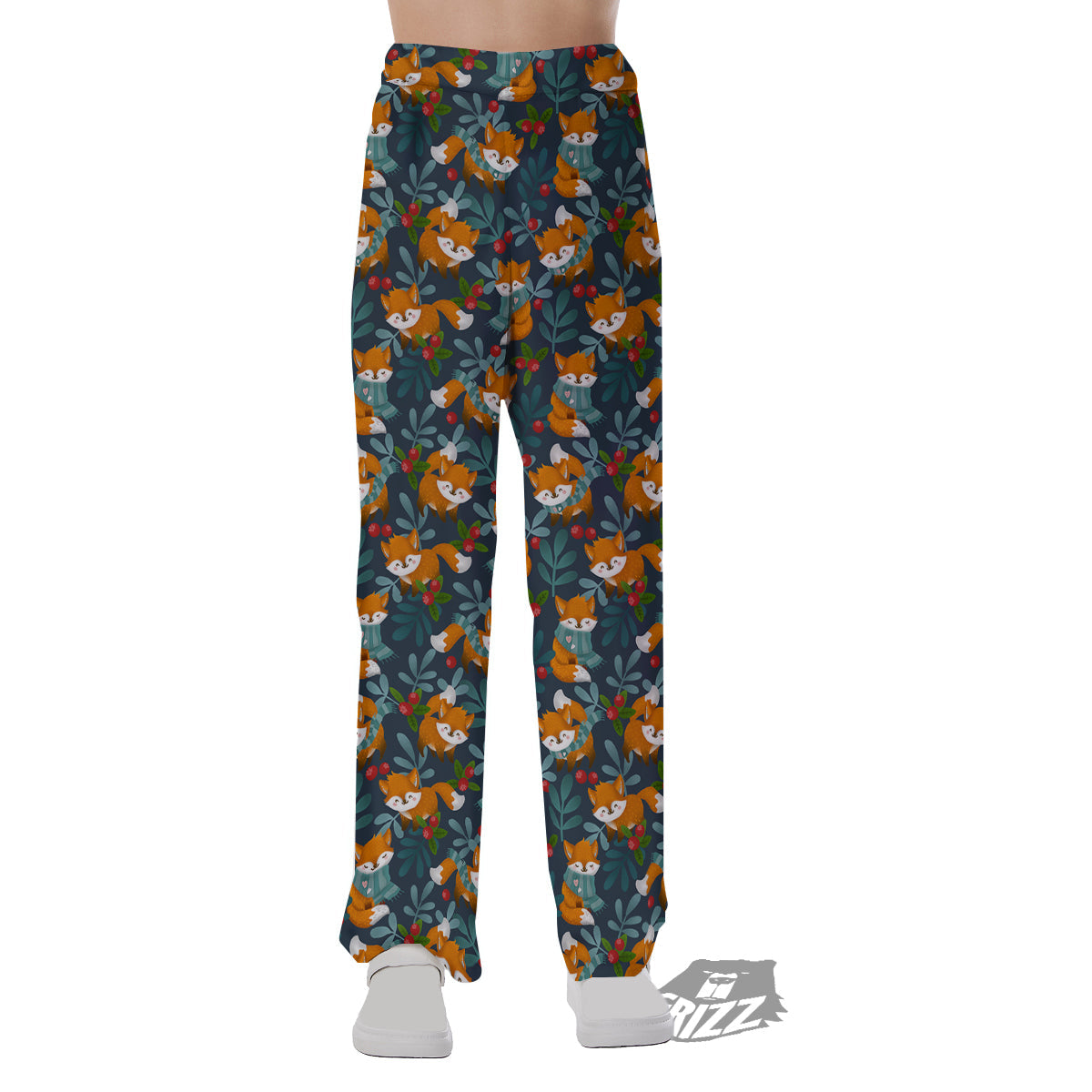 Cute Fox Print Pattern Pajama Pants-grizzshop