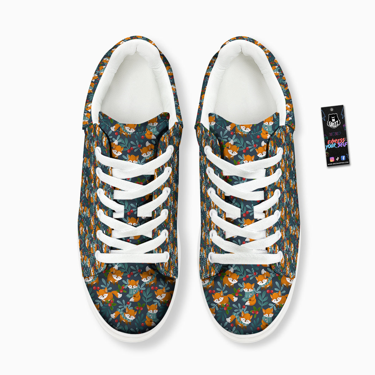 Cute Fox Print Pattern Platform Shoes-grizzshop