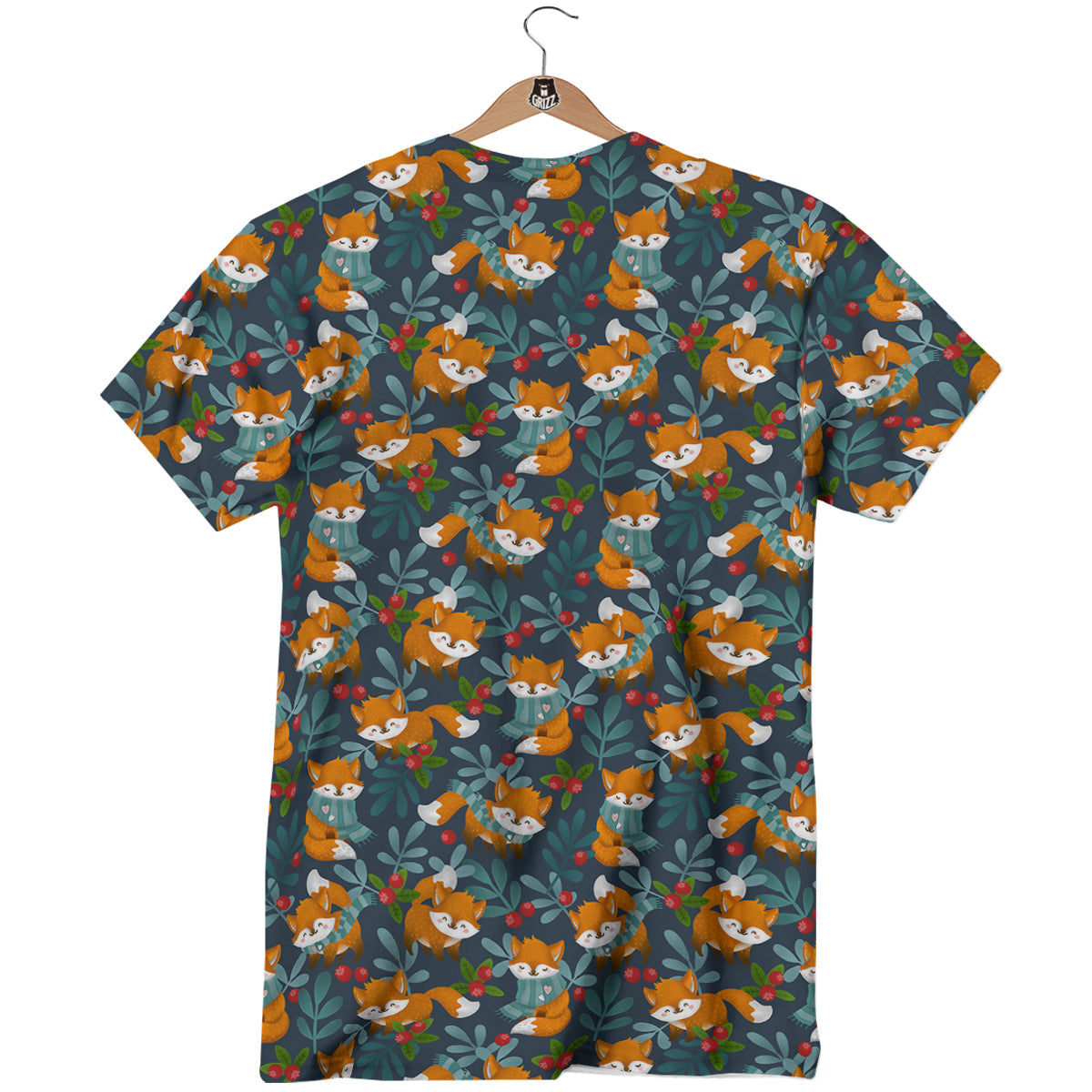Cute Fox Print Pattern T-Shirt-grizzshop