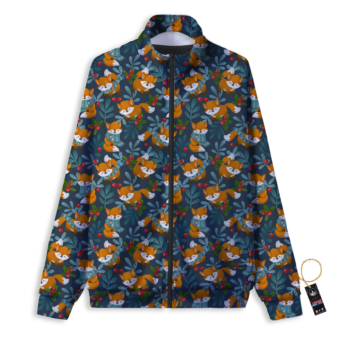 Cute Fox Print Pattern Track Jacket-grizzshop