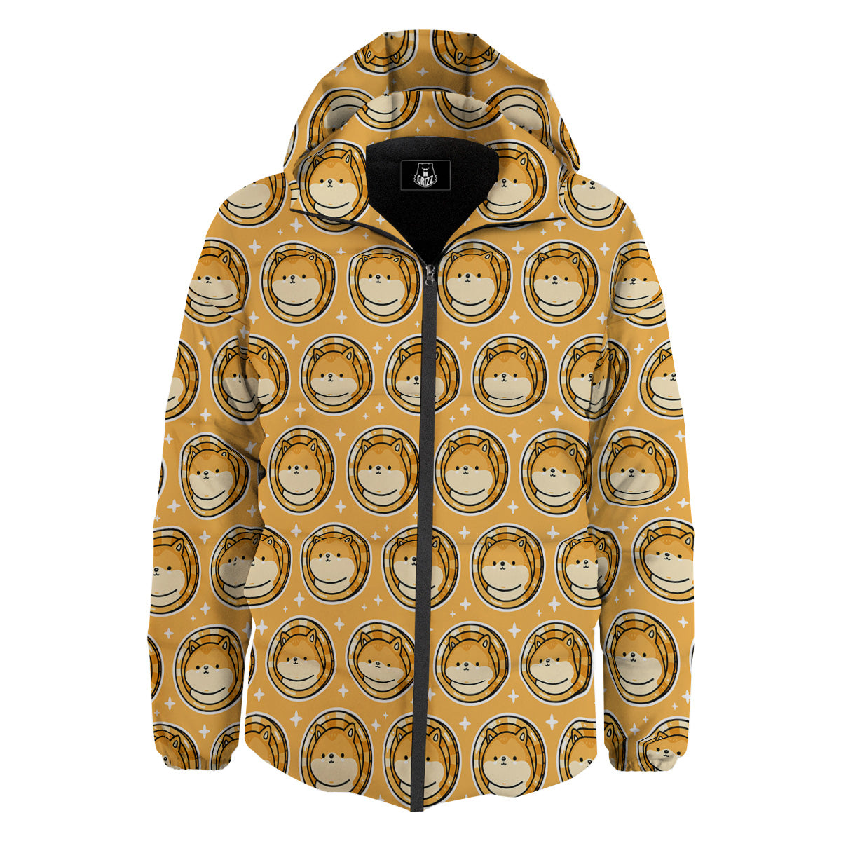 Cute Funny Crypto Dogecoin Print Pattern Down Jacket-grizzshop