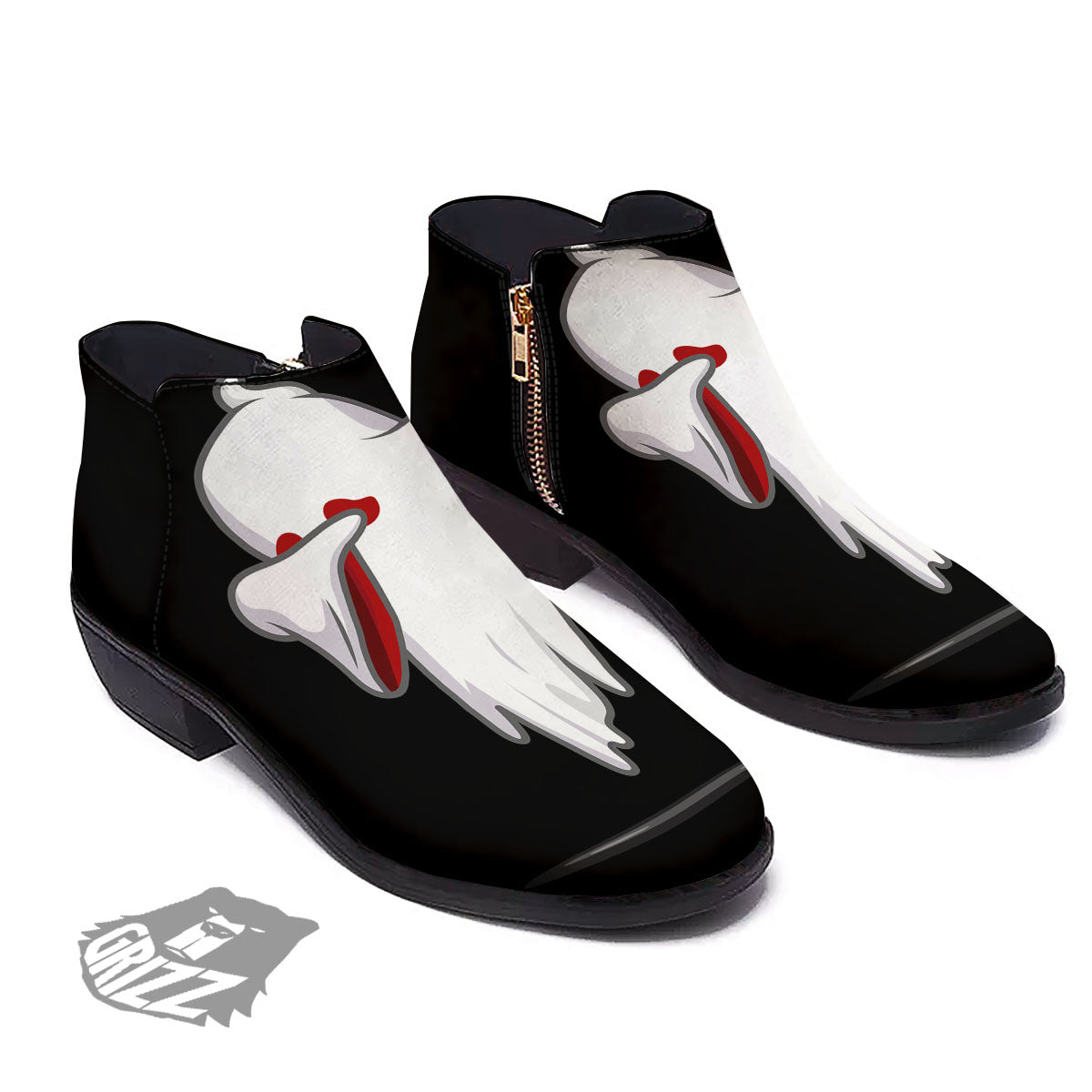 Cute Ghost Dap Print Ankle Boots-grizzshop