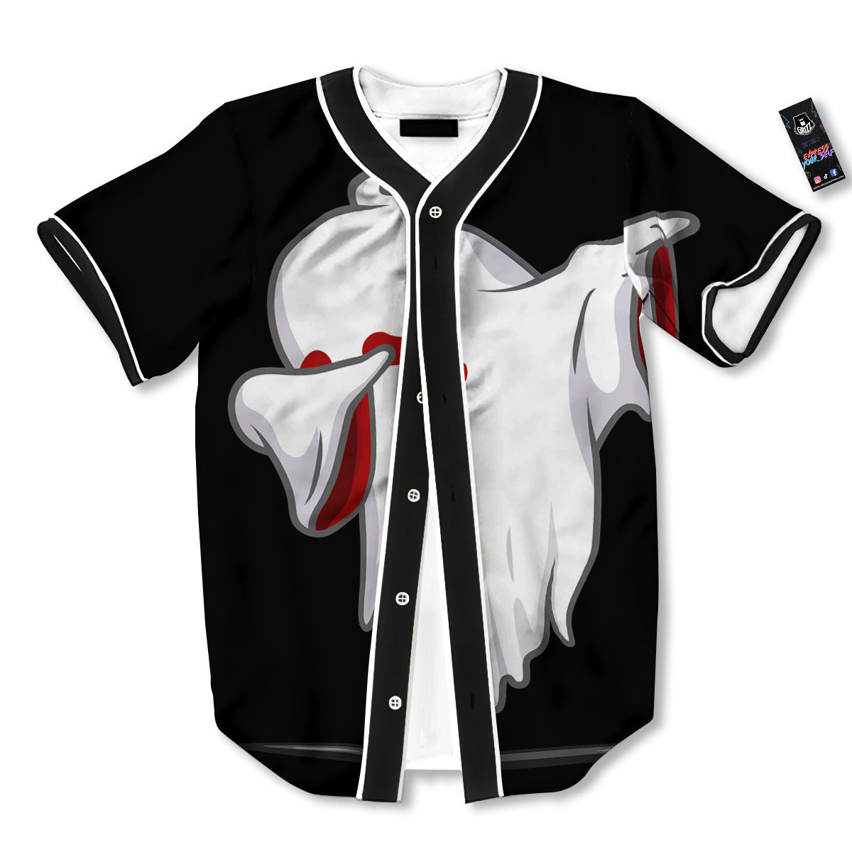 Cute Ghost Dap Print Baseball Jersey-grizzshop
