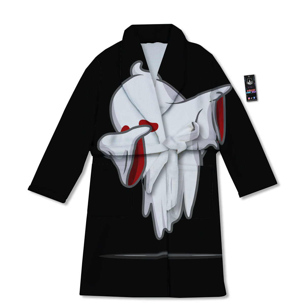 Cute Ghost Dap Print Bathrobe-grizzshop