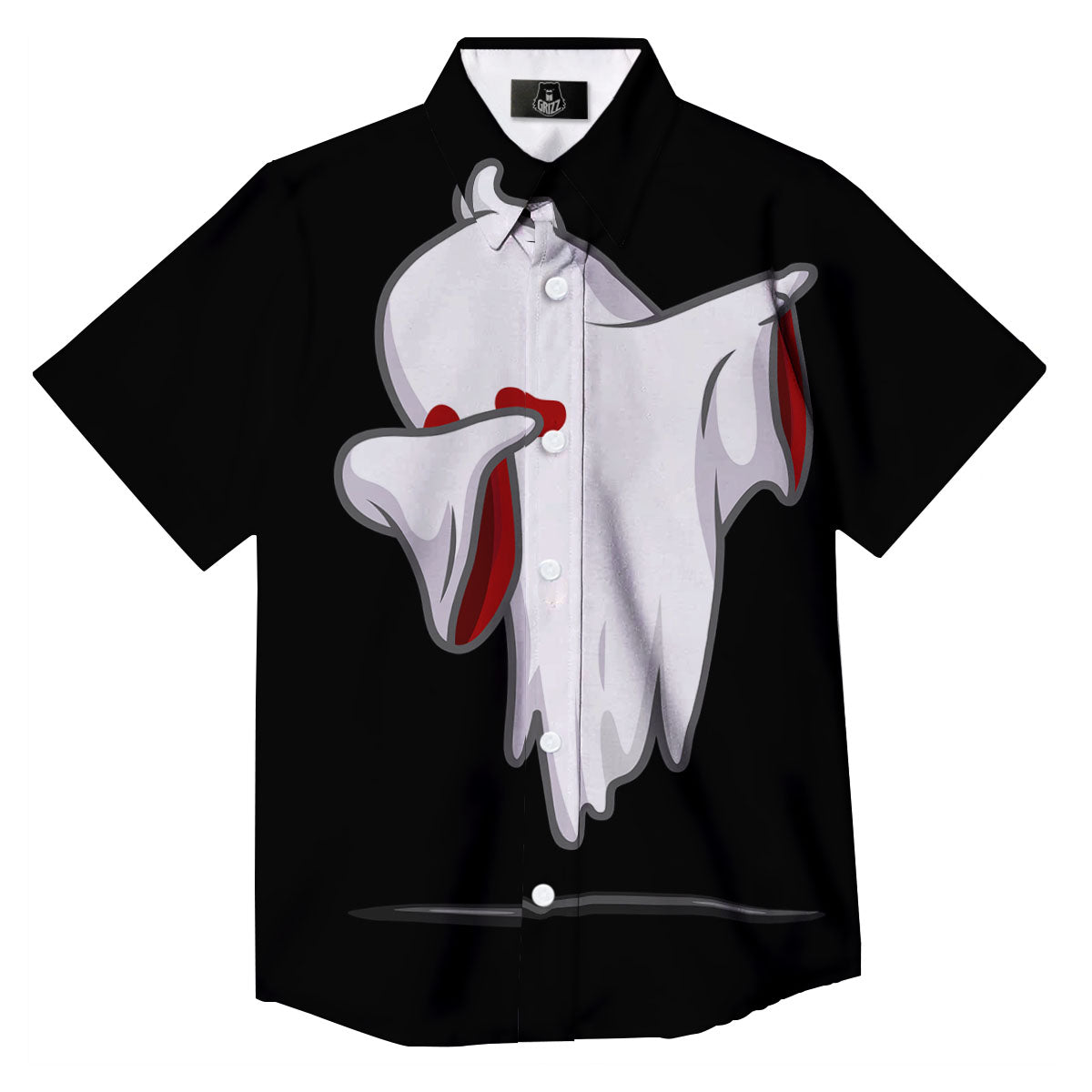 Cute Ghost Dap Print Button Up Shirt-grizzshop