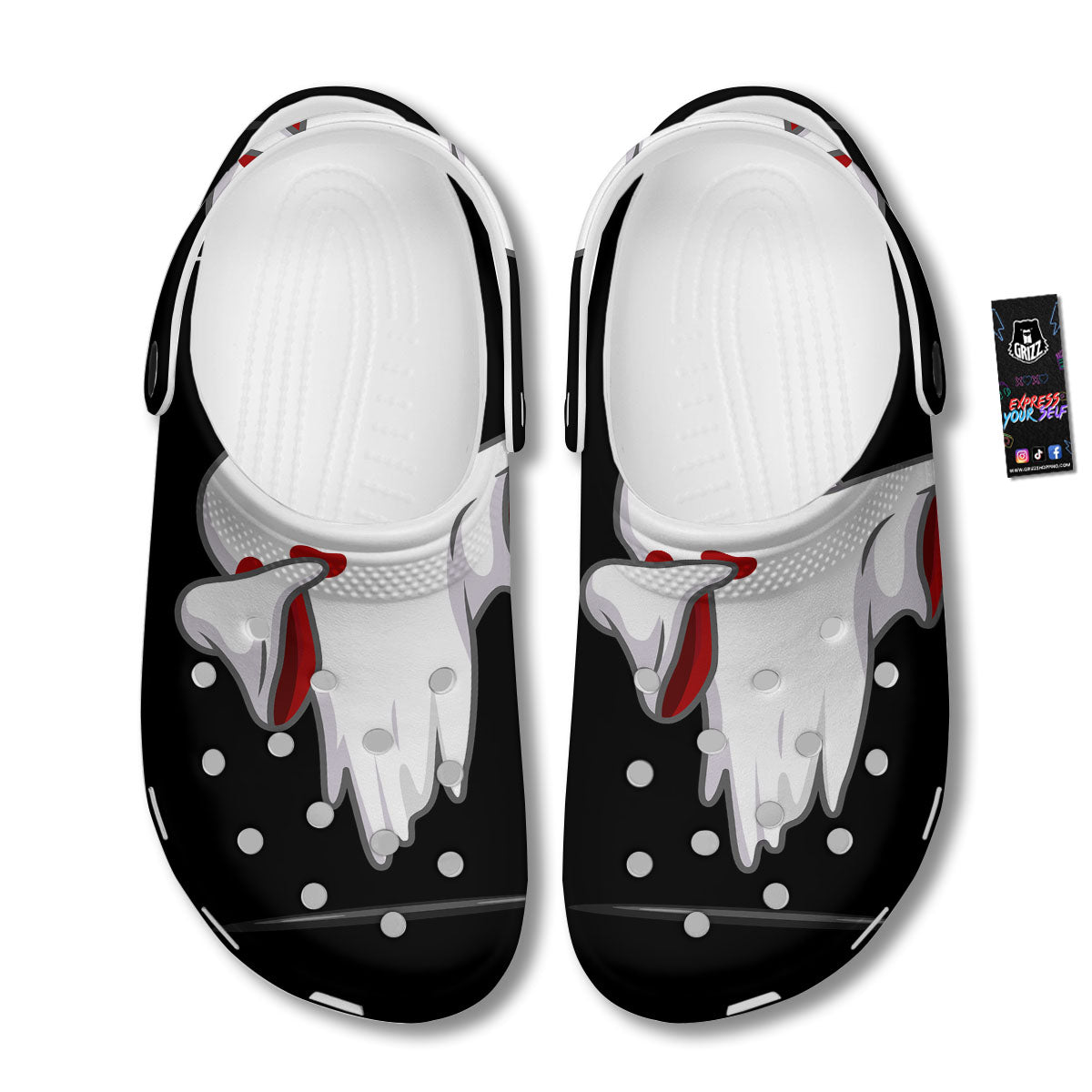 Cute Ghost Dap Print Clog-grizzshop