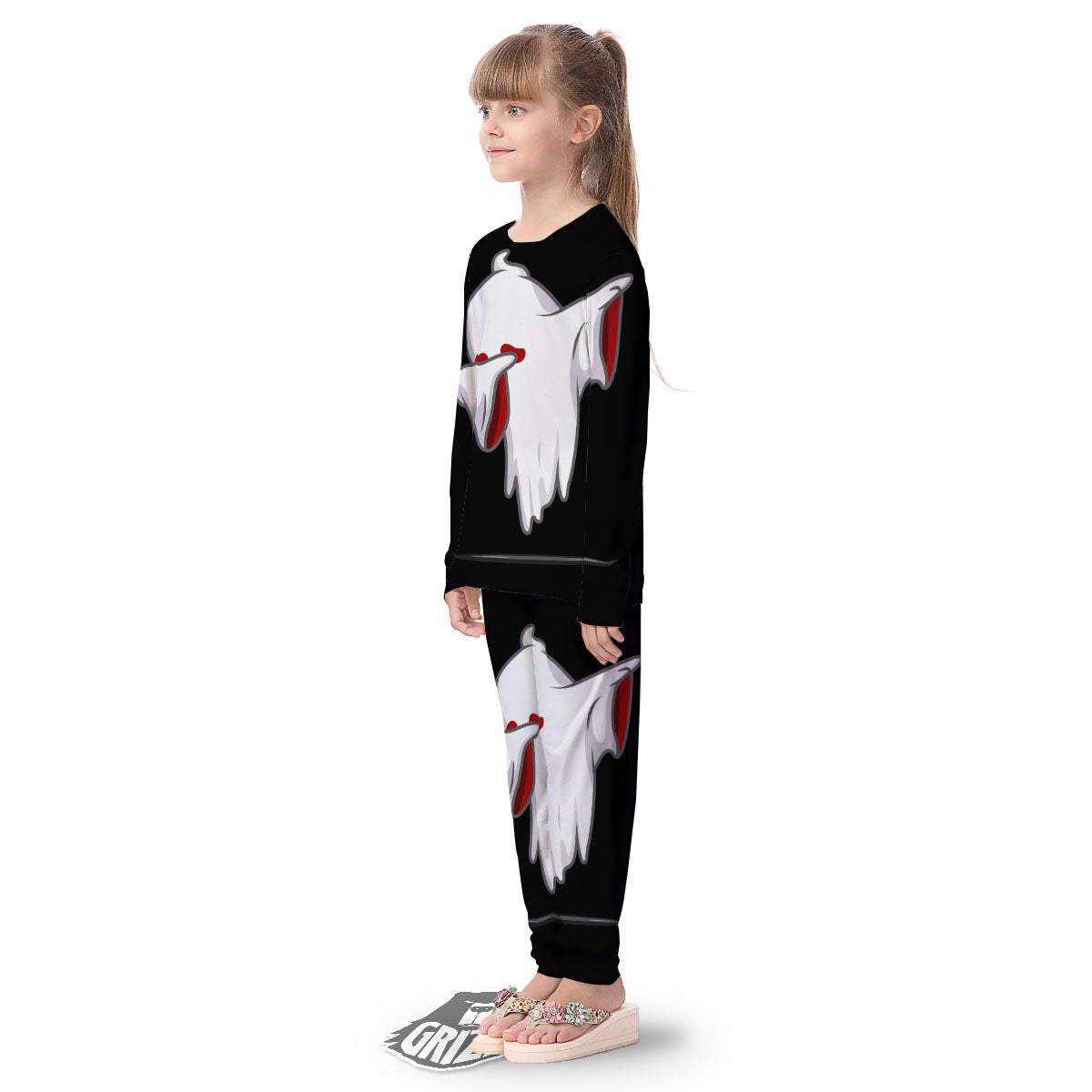 Cute Ghost Dap Print Kid's Pajamas-grizzshop