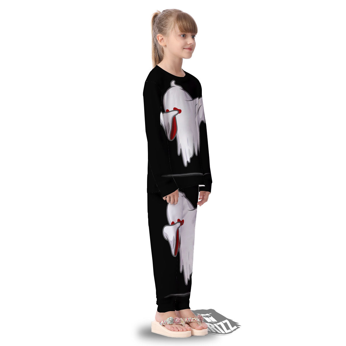 Cute Ghost Dap Print Kid's Pajamas-grizzshop