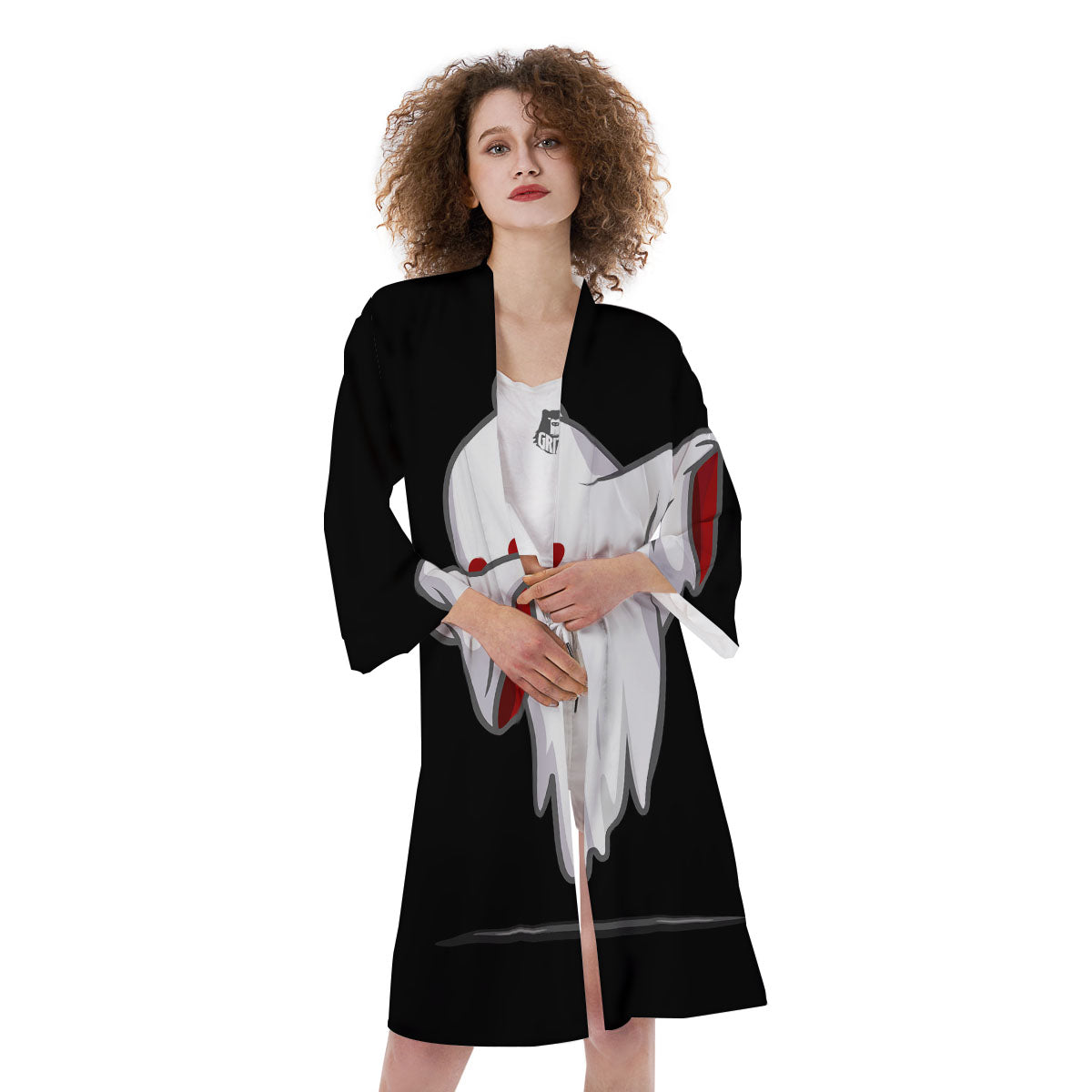 Cute Ghost Dap Print Kimono-grizzshop