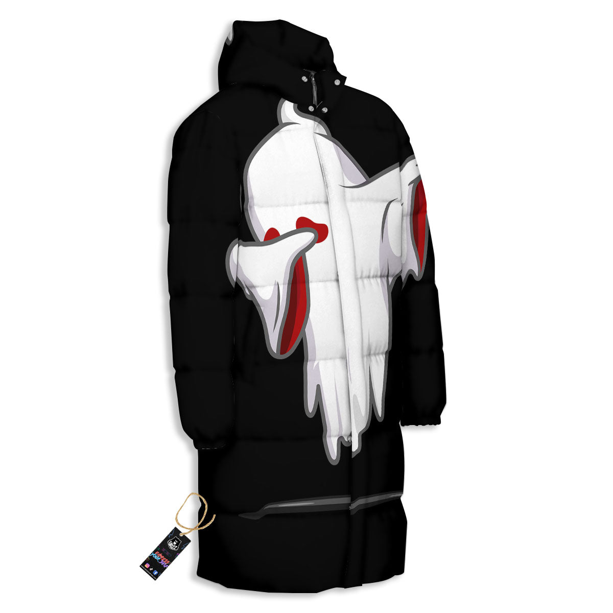 Cute Ghost Dap Print Long Down Jacket-grizzshop