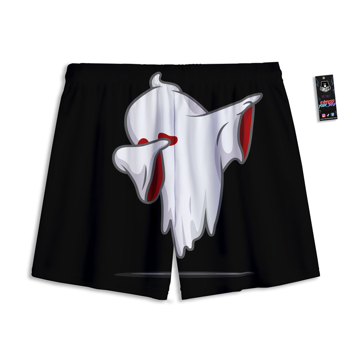 Cute Ghost Dap Print Mesh Shorts-grizzshop