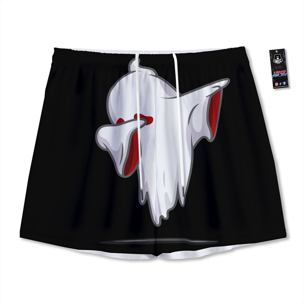 Cute Ghost Dap Print Mesh Shorts-grizzshop