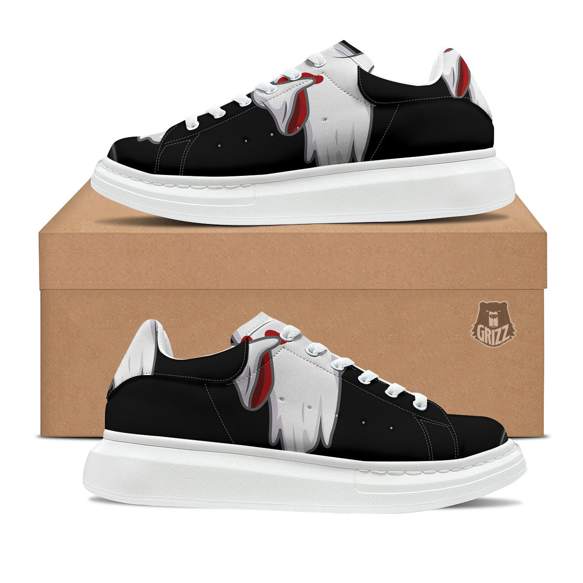 Cute Ghost Dap Print Platform Shoes-grizzshop