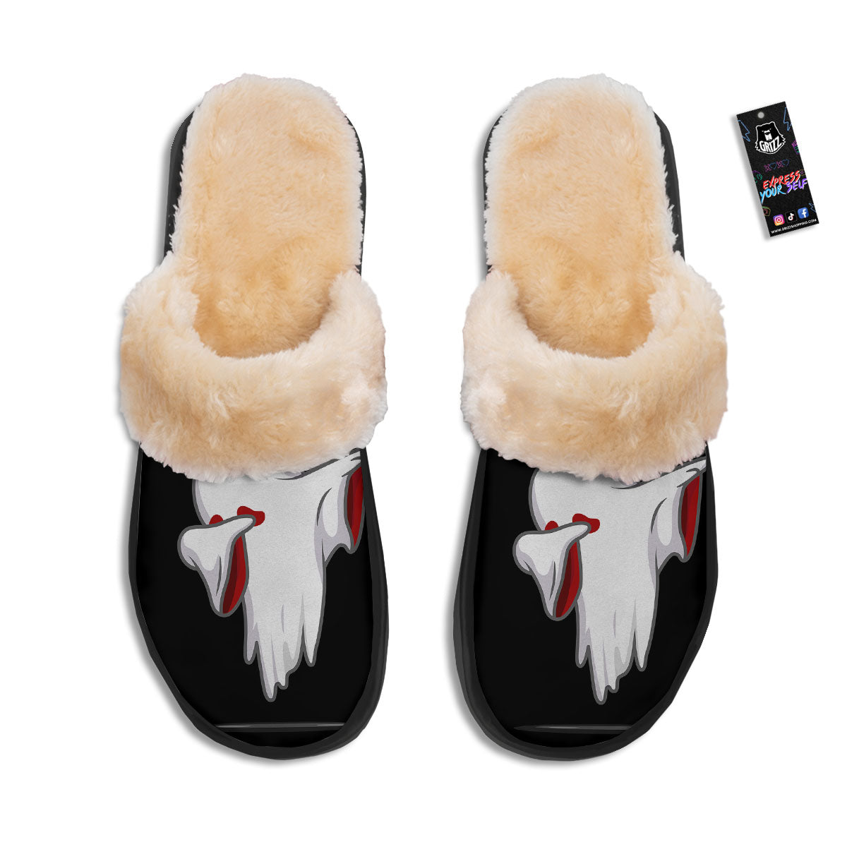 Cute Ghost Dap Print Slippers-grizzshop