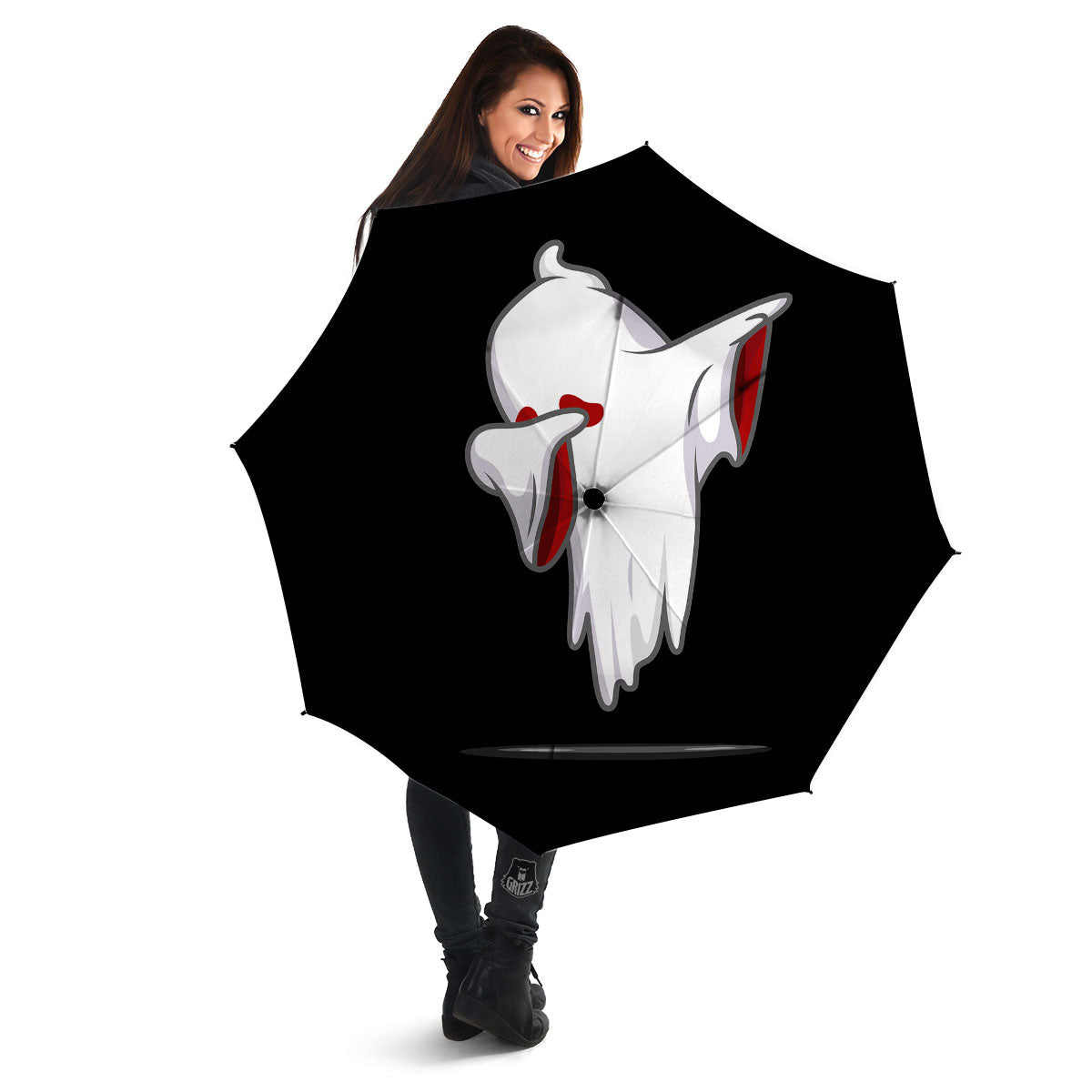 Cute Ghost Dap Print Umbrella-grizzshop