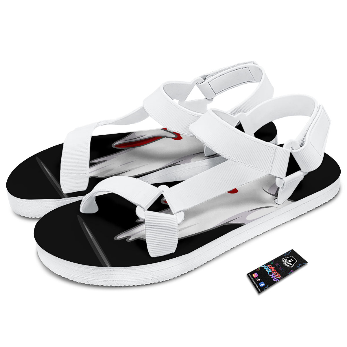 Cute Ghost Dap Print White Open Toe Sandals-grizzshop