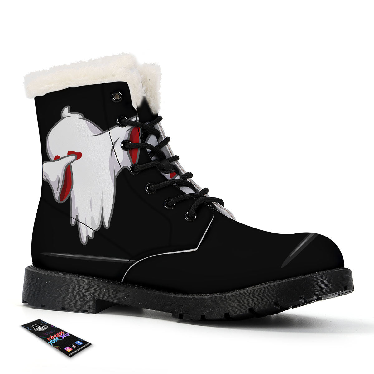 Cute Ghost Dap Print Winter Boots-grizzshop