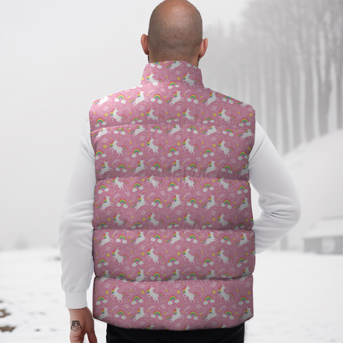 Cute Girly Unicorn Print Pattern Down Vest-grizzshop