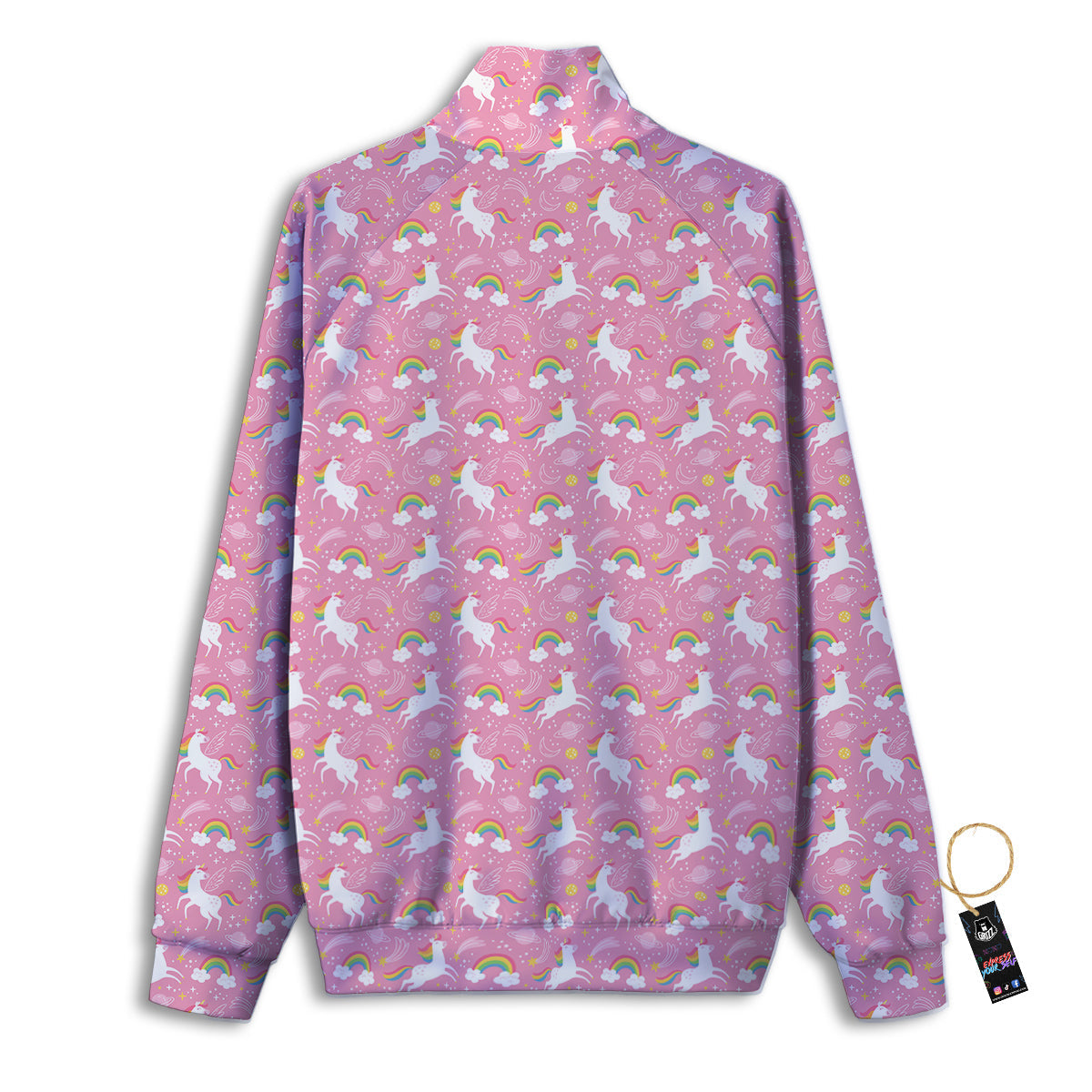 Cute Girly Unicorn Print Pattern Track Jacket-grizzshop