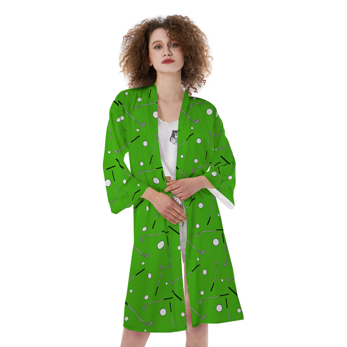 Cute Golf Print Pattern Kimono-grizzshop