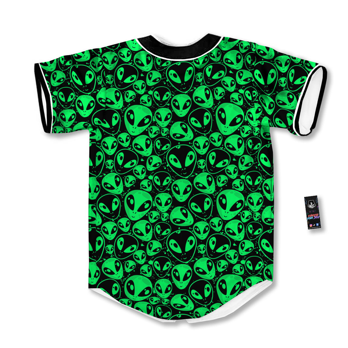Cute Green Alien Print Pattern Baseball Jersey-grizzshop