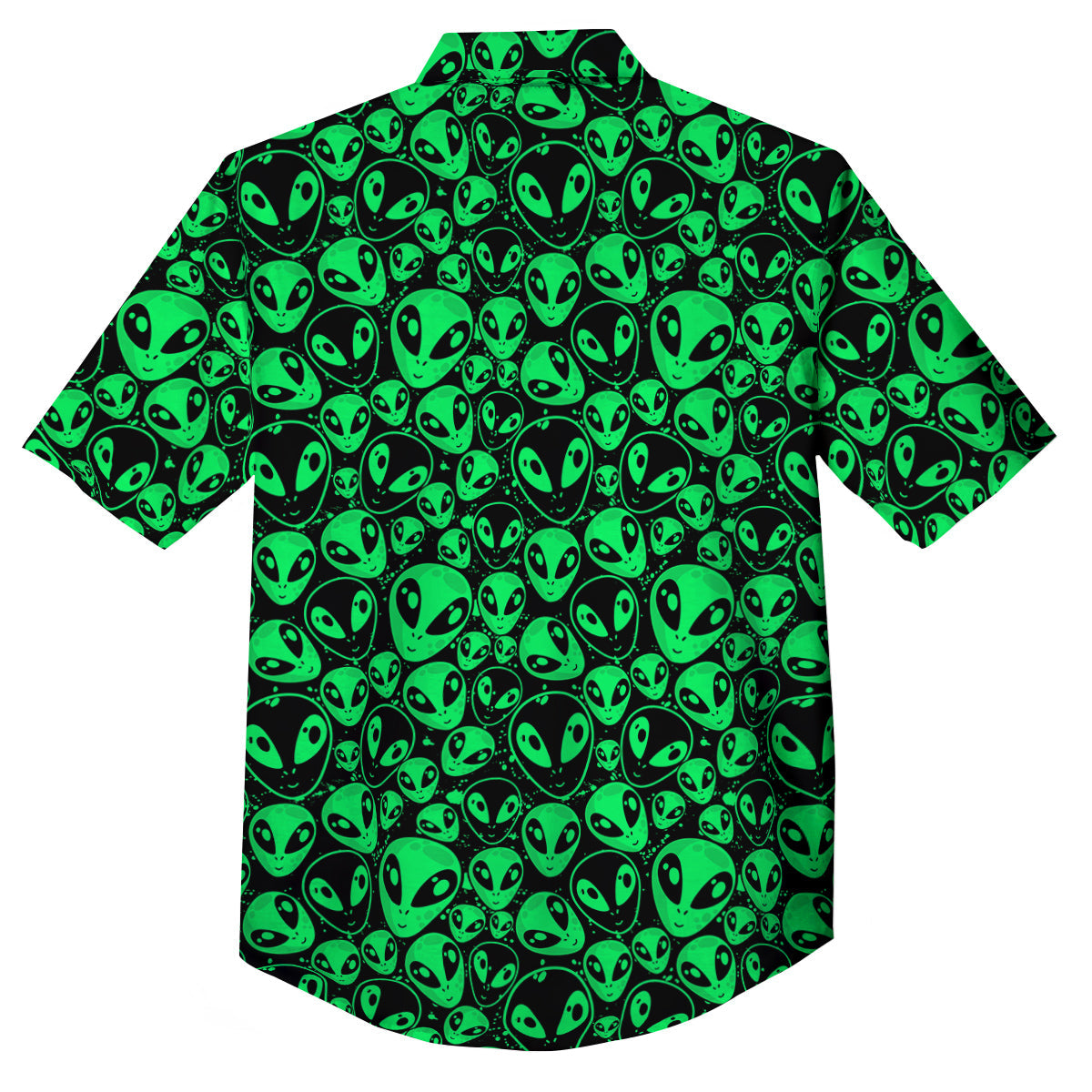 Cute Green Alien Print Pattern Button Up Shirt-grizzshop