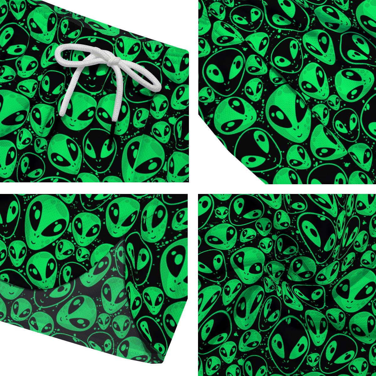 Cute Green Alien Print Pattern Men's Running Shorts-grizzshop