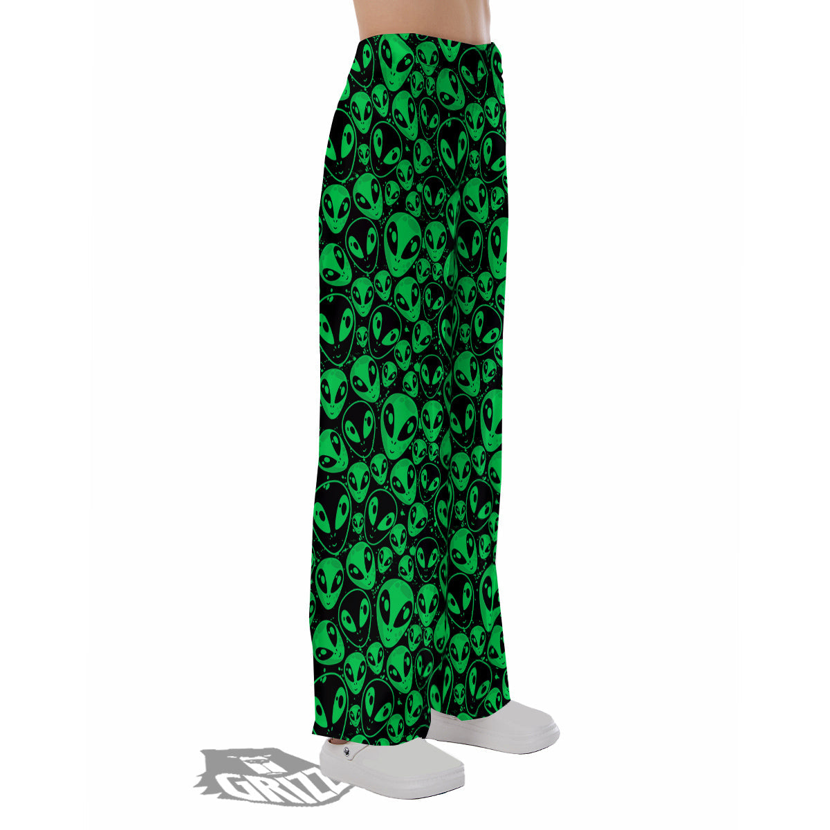 Cute Green Alien Print Pattern Pajama Pants-grizzshop