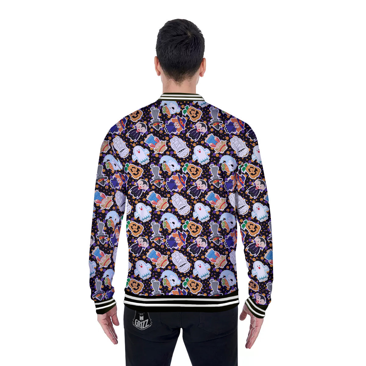 Cute Halloween Print Pattern Baseball Jacket-grizzshop